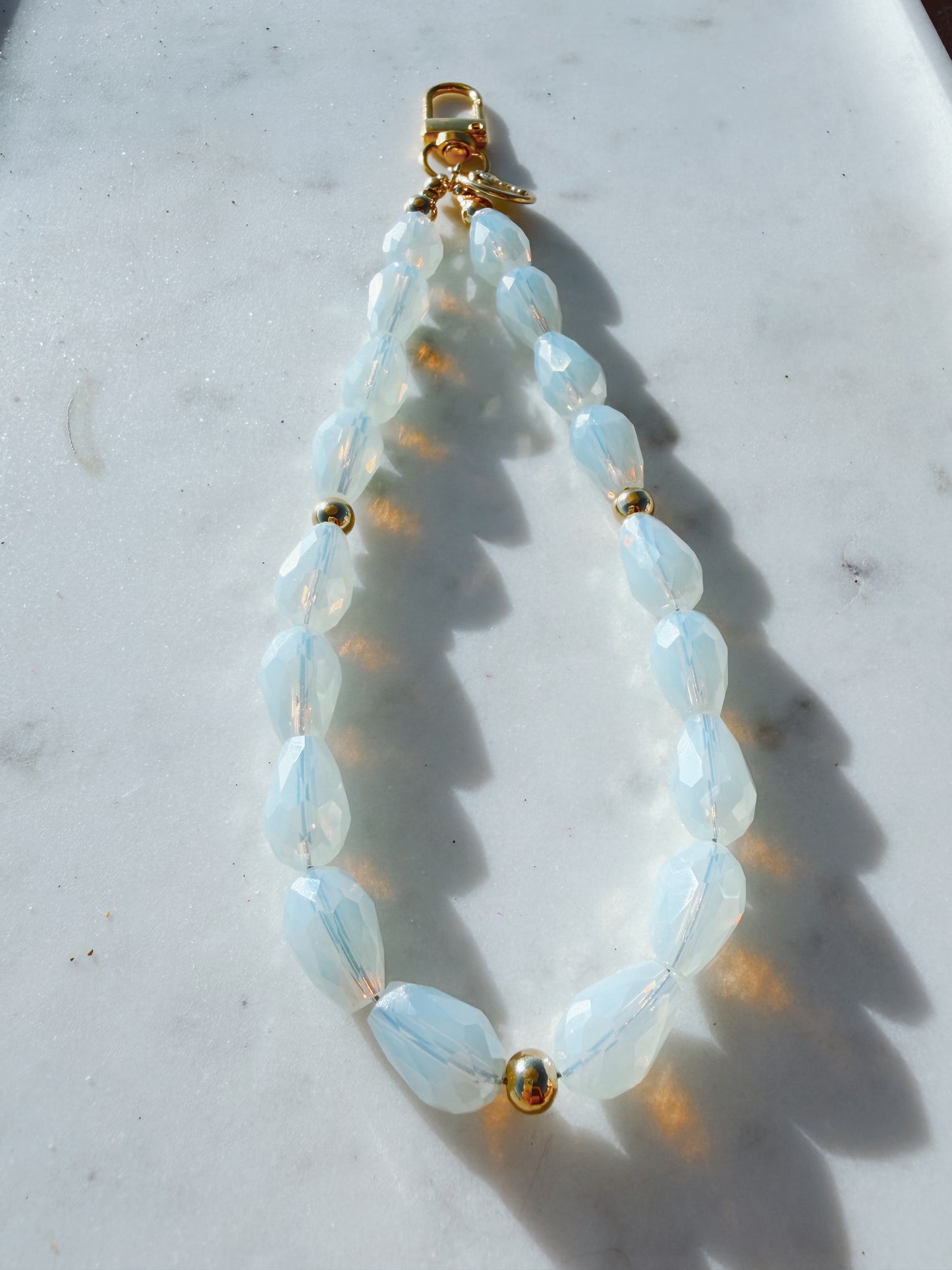 Ivory Sea Glass Lux Phone Wristlet – Beaded Wrist Strap | Palmie
