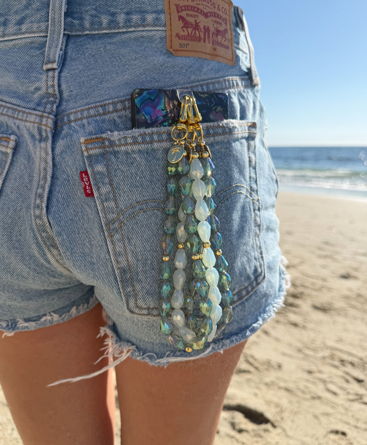 Sea Glass Lux Phone Wristlet – Beaded Wrist Strap | Palmie