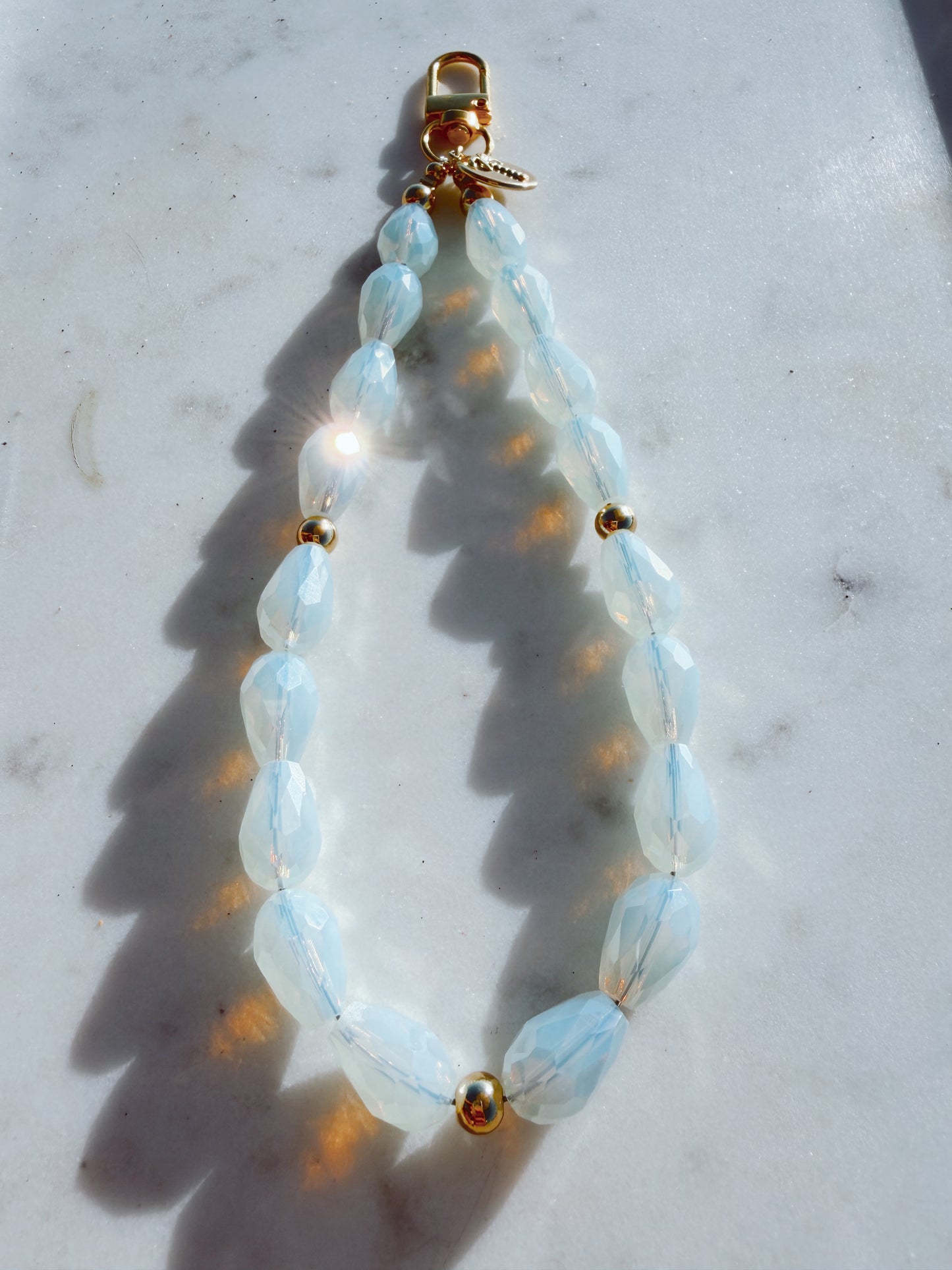 Ivory Sea Glass Lux Phone Wristlet – Beaded Wrist Strap | Palmie
