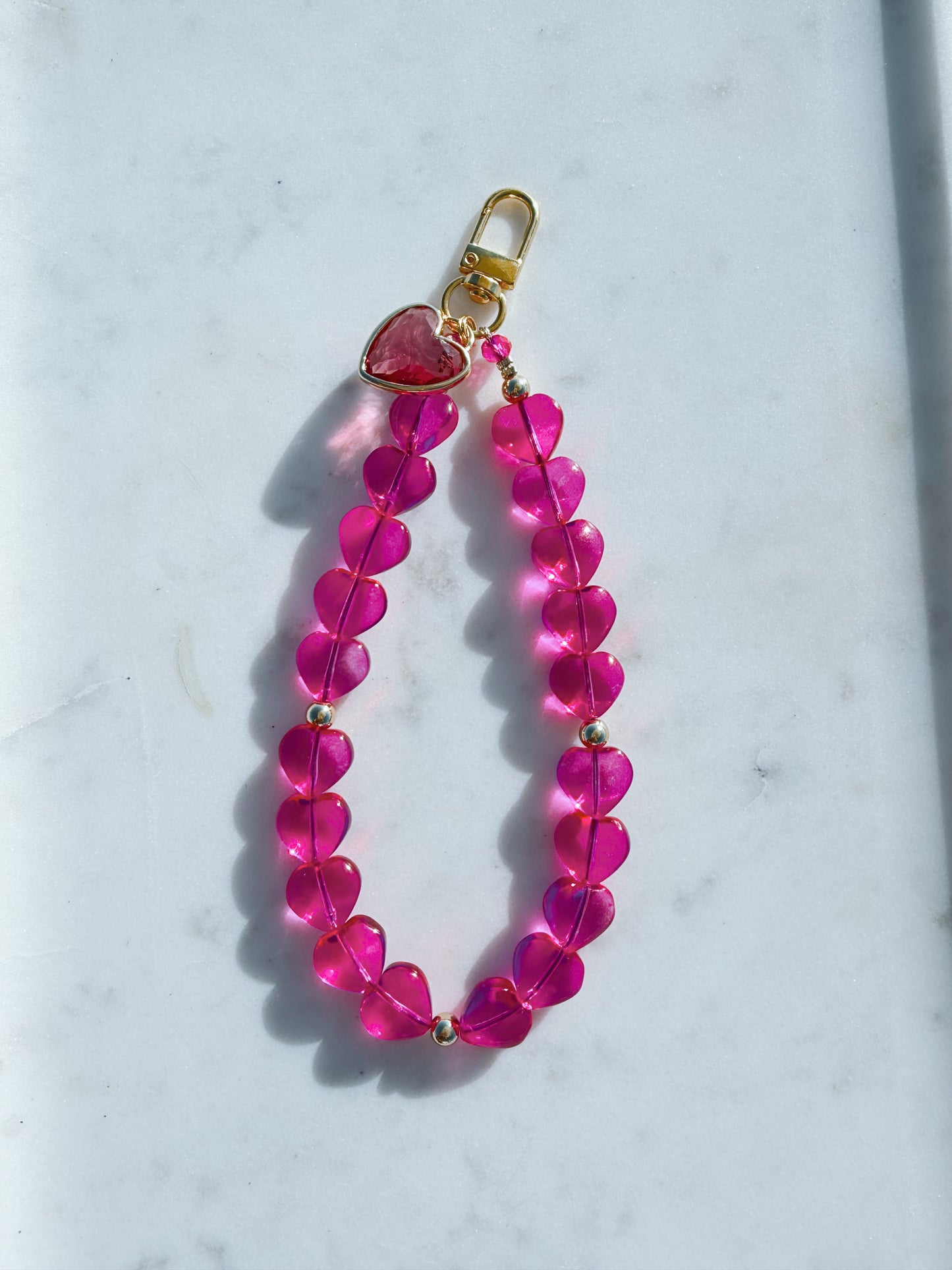 Pink Hearts Phone Wristlet – Beaded Wrist Strap | Palmie