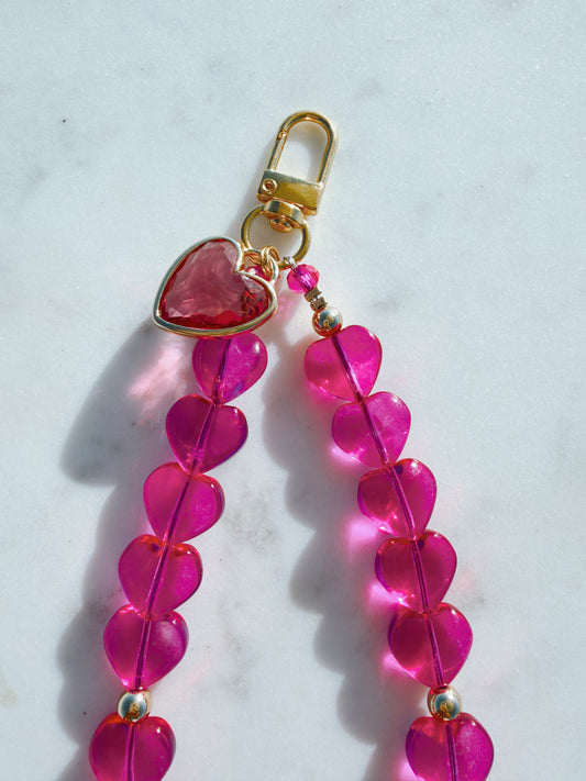 Pink Hearts Phone Wristlet – Beaded Wrist Strap | Palmie