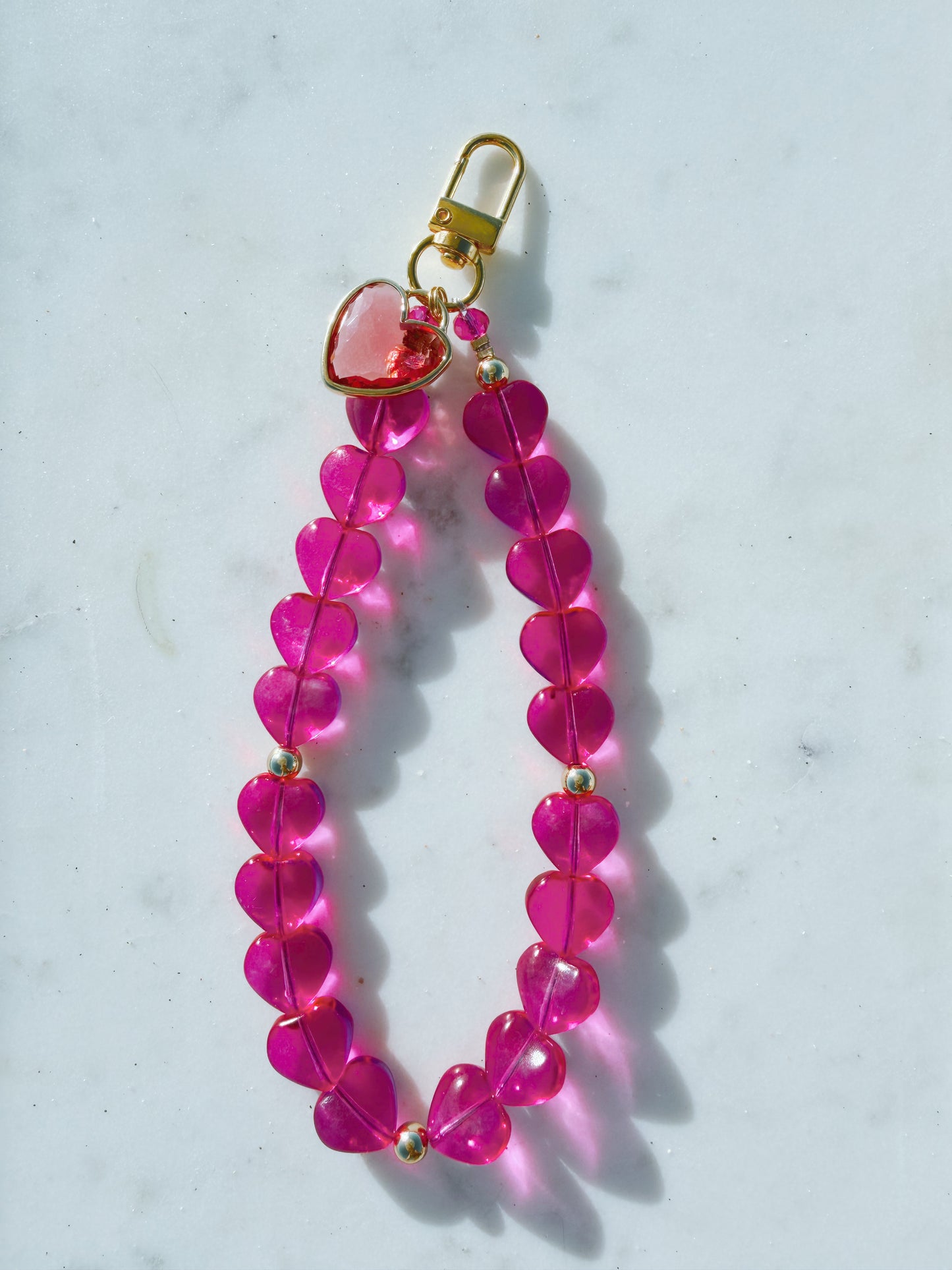 Pink Hearts Phone Wristlet – Beaded Wrist Strap | Palmie
