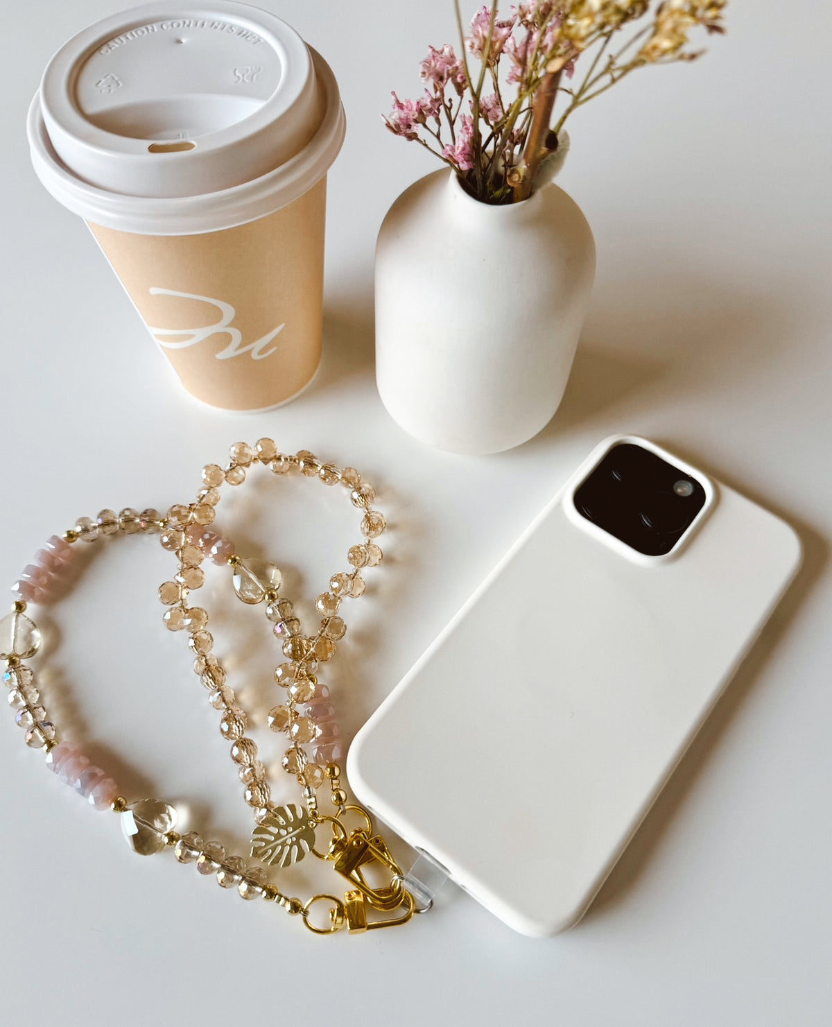 Nude Malia Phone Wristlet – Beaded Wrist Strap | Palmie