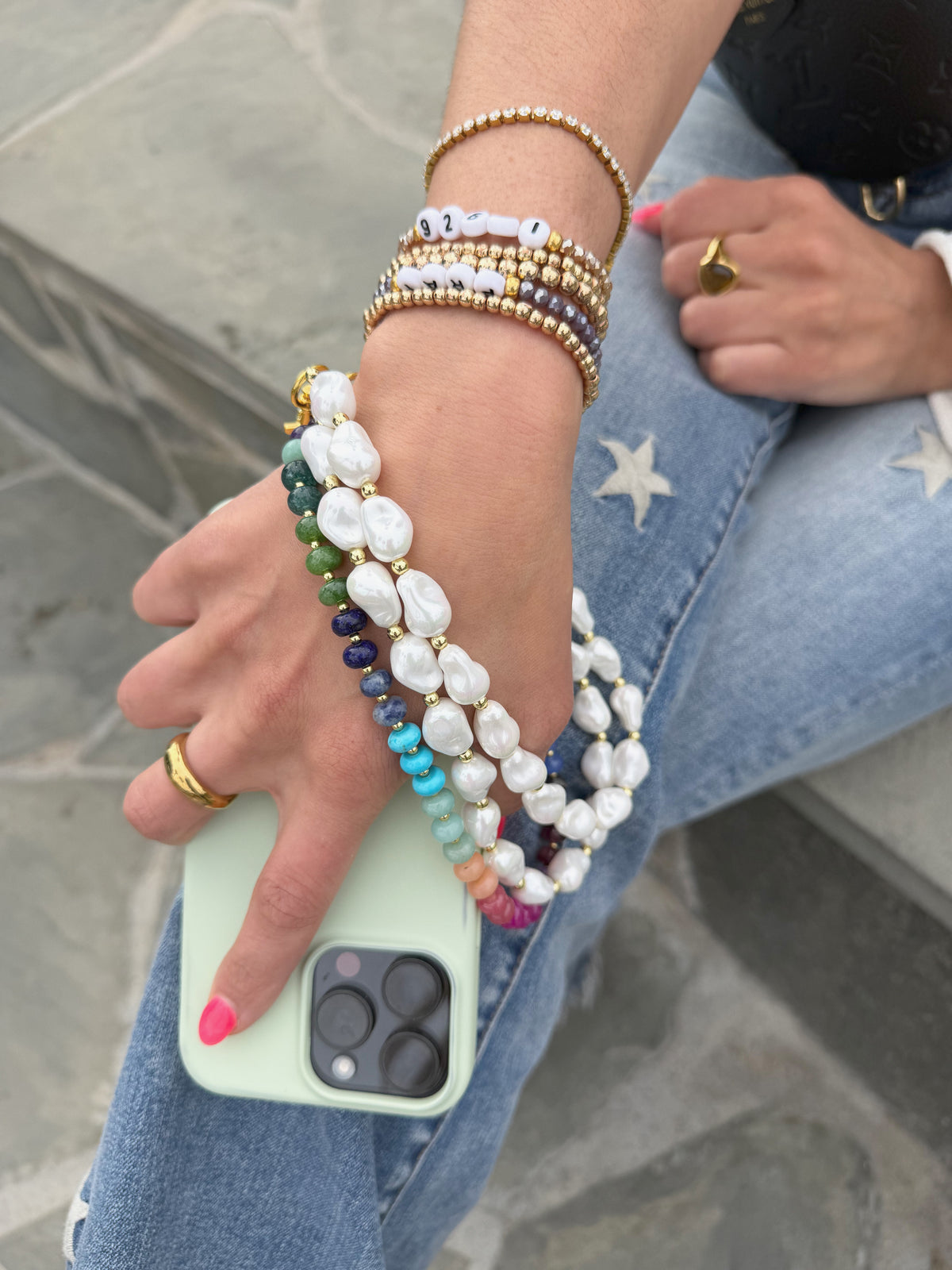 Lido Pearl Phone Wristlet – Pearl Wrist Strap | Palmie