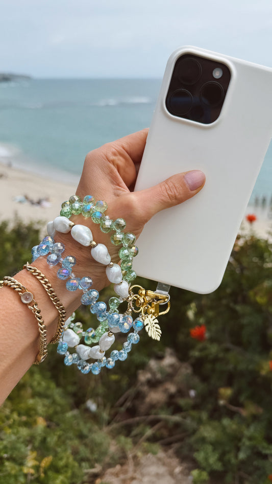 Ritz | Palm | Crystal Beaded Phone Wristlet